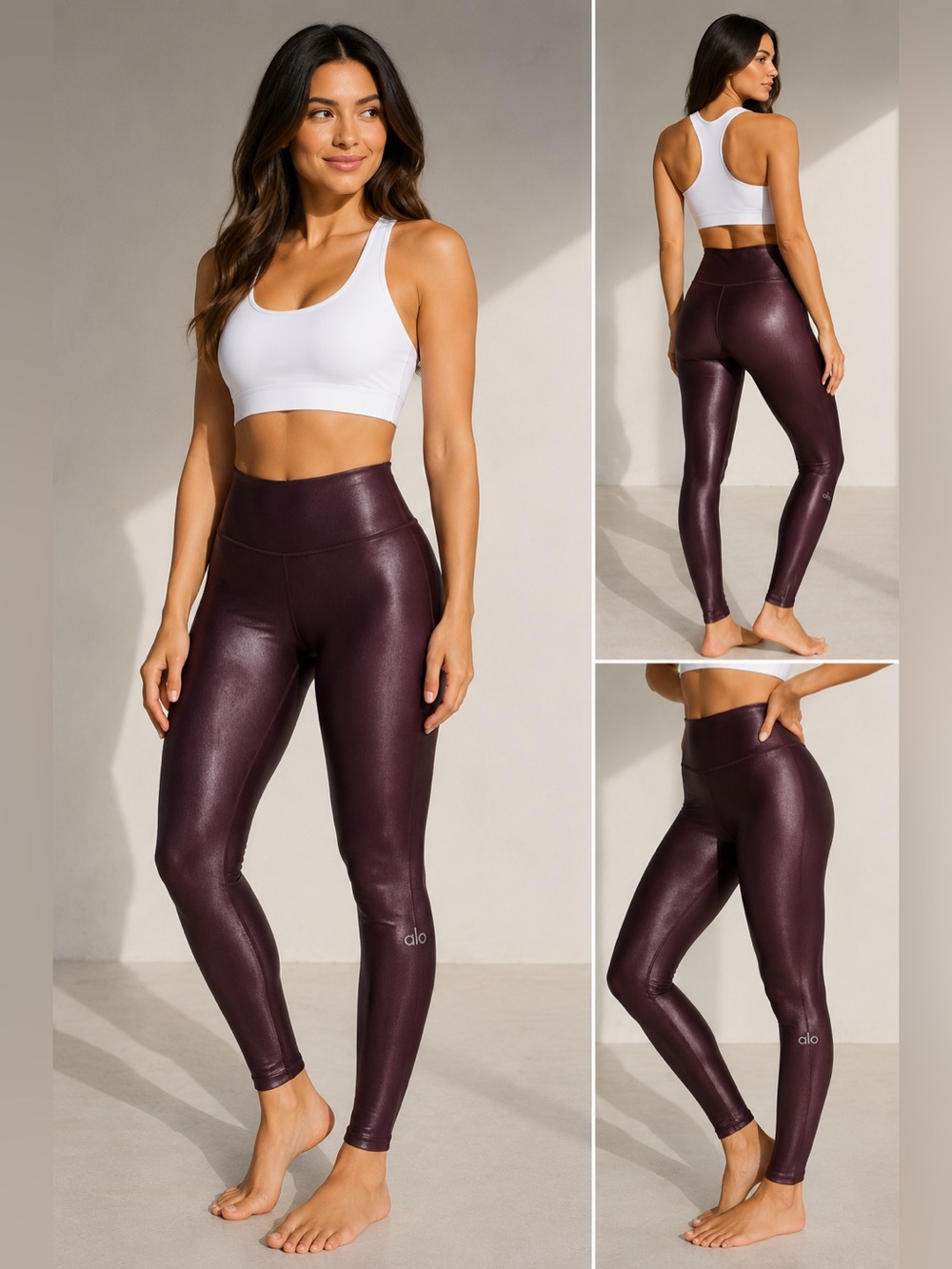 ALO Yoga High-Waist Airbrush Legging Shine/Glossy Cherry Cola